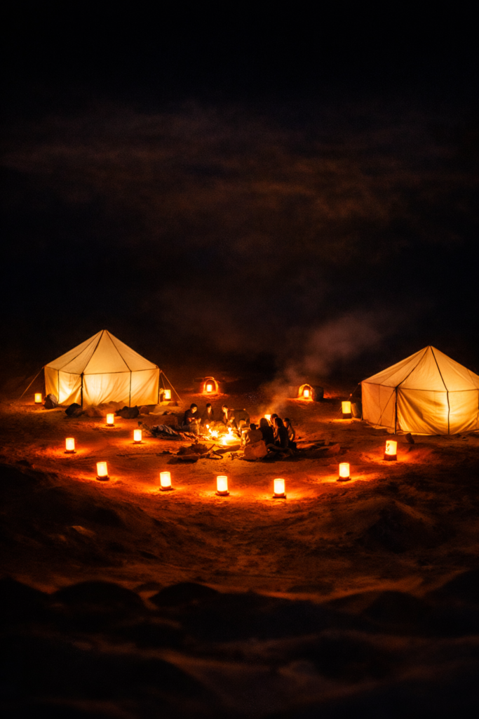 Yoga session in Sahara Desert dunes