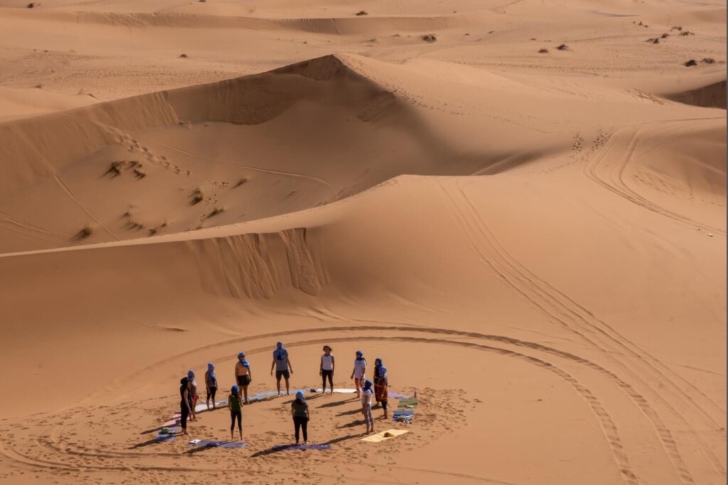 Meditation and yoga retreat in Sahara dunes